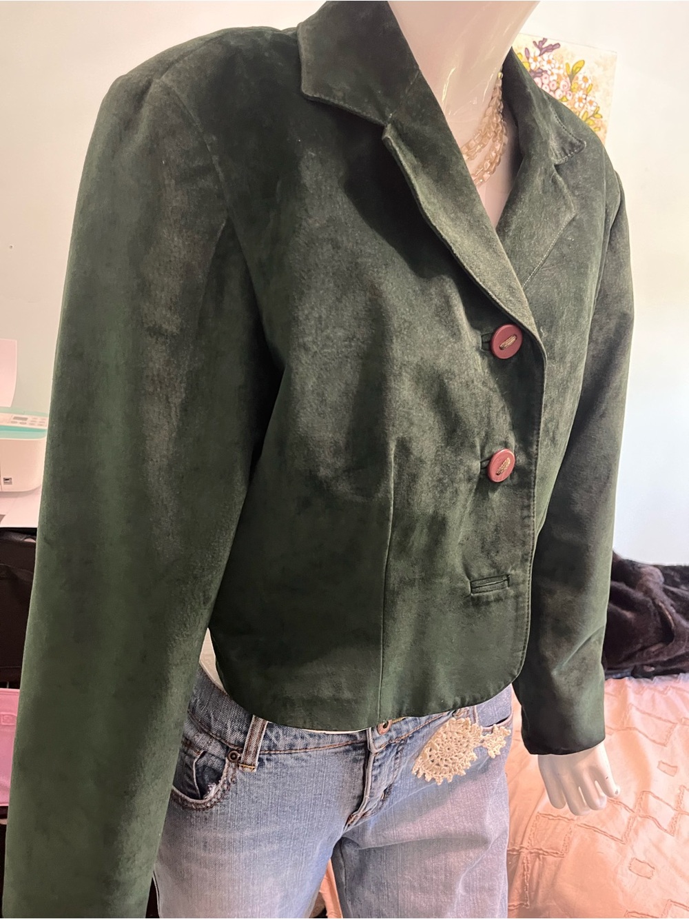 Danier Forest Green Suede Blazer Jacket